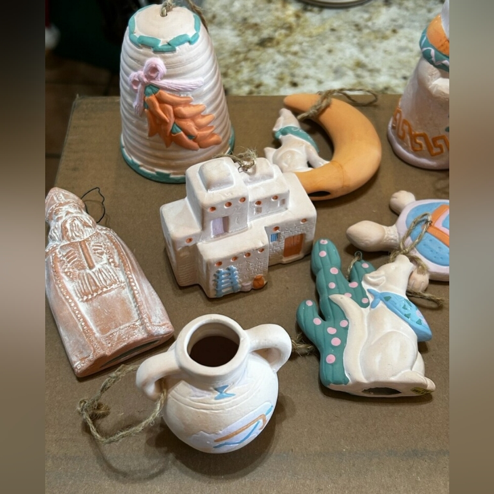 Southwestern terracotta Christmas ornaments